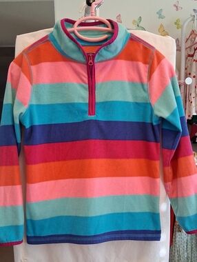 OshKosh B'gosh Girls' Multi-Color Striped Quarter-Zip Fleece Top